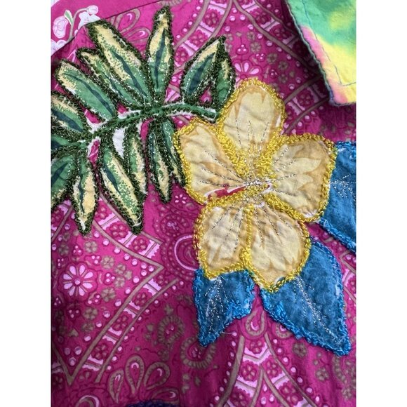 Vintage Women Patchwork Embroidered Jacket Sz M Boho Hippie Art to Wear Tie Dye - Picture 3 of 8